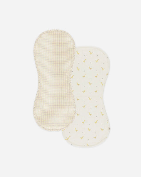 Rylee & Cru Burp Cloth 2 pack ~ Geese, Yellow plaid