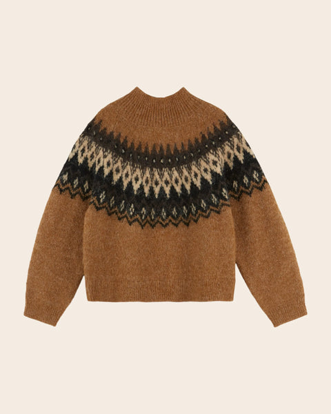 Emile et Ida Women Pullover ~ Caramel Jacquard
