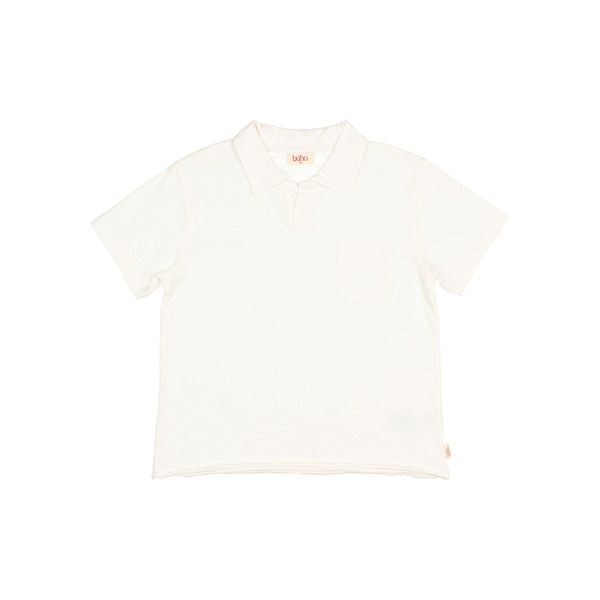 Buho Kid Pocket Polo ~ White
