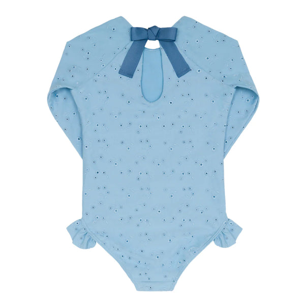 Minnow Girls Blue Eyelet Rashguard One Piece