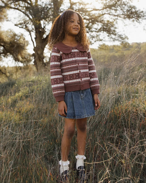 Rylee + Cru Fair Isle Cardigan ~ Mulberry Stripe