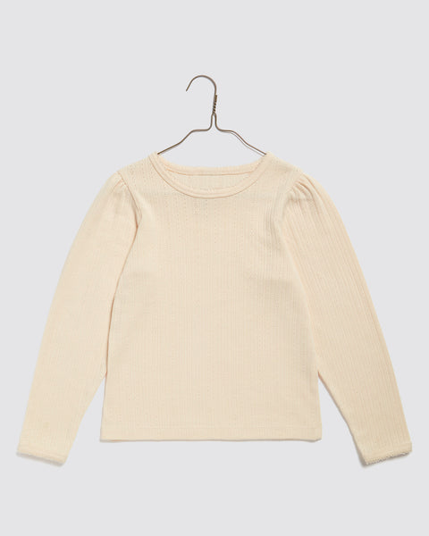 Little Cottons Organic Pointelle T-Shirt ~ Buttermilk