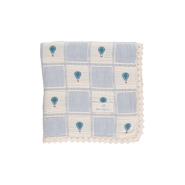 Bebe Organic Balloon Patchwork Blanket ~ Blue