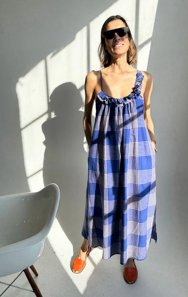 Two NY Plaid Ruffle Neck Dress