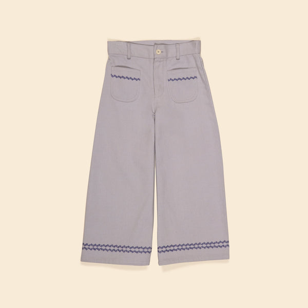 Apolina Casey 70's All-Over Embroidered Jean - Lilac-Grey
