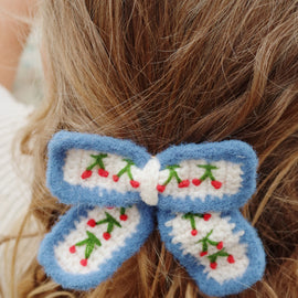 Konges Cherry Crochet Bow Hair Clip