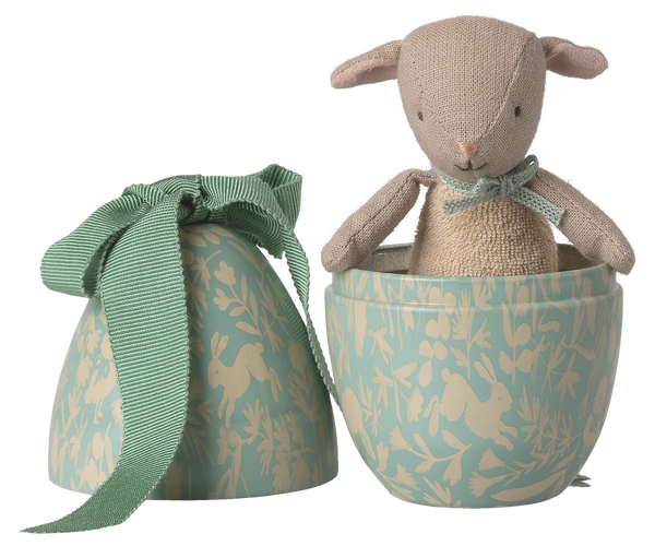 Maileg Easter Egg w. Lamb ~ Dusty Blue