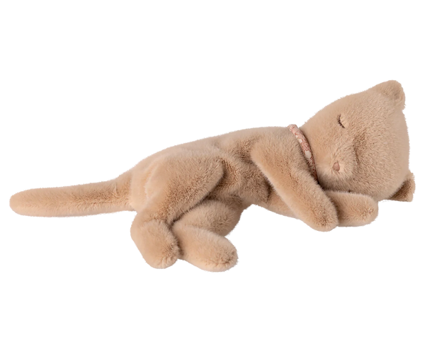 Maileg sleeping kitten plush, small- cream peach