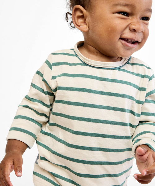 Oso & Me Baby Edward Baby Tee ~ Pine Stripe