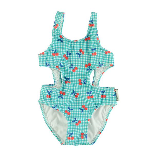 Piupiuchick Trikini ~Turquoise Check w/ Cherries