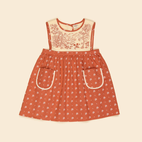 Apolina Bibi Hand Embroidered Pinafore - Mountain Calico Jam