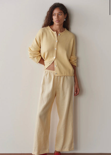 Donni Linen Stripe Crop Pant ~ Butter