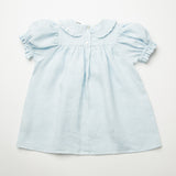 Nellie Quats Marbles Dress ~ Baby Blue & Milk Mini Check Linen