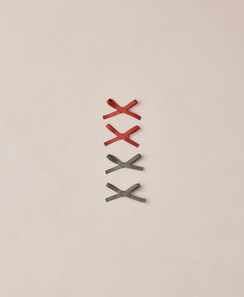 Noralee Mini Velvet Bows ~ Pine, Ruby