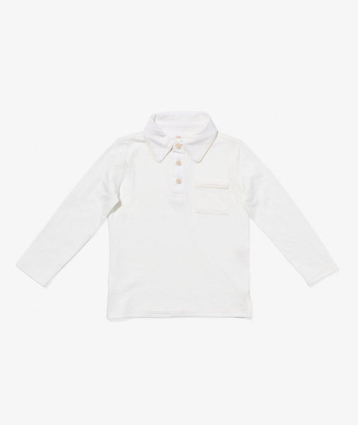 Oso & Me Parker LS Polo ~ Vanilla Piping