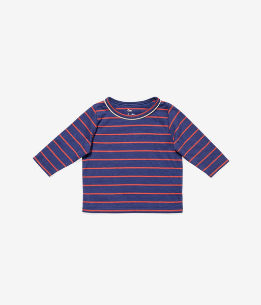 Oso & Me Baby Edward Tee Navy Fine stripe