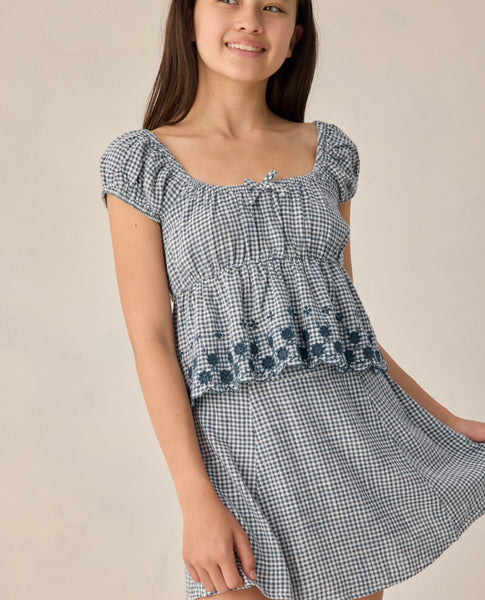 Rylee + Cru Teen Rylan Top ~ Marine Gingham