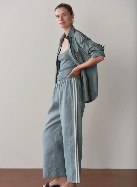 Donni Linen Stripe Crop Pant ~ Sage