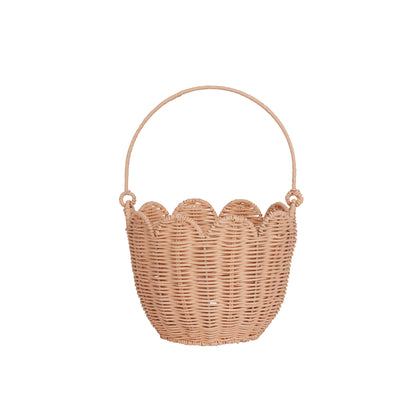 Olli Ella Rattan Tulip Carry Basket ~ Pink
