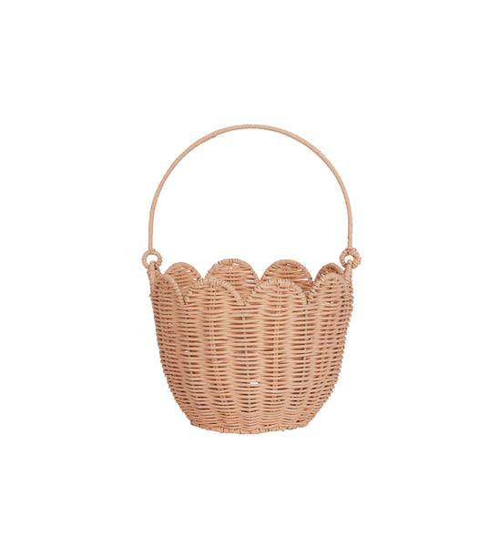 Olli Ella Rattan Tulip Carry Basket ~ Pink