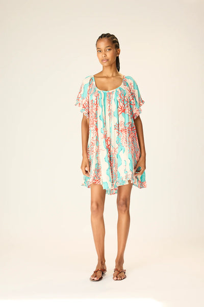 Natalie Martin Marina Dress in Coral Wave Turquoise