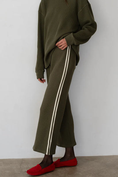 DONNI Thermal Crop Stripe Pant ~ Oregano