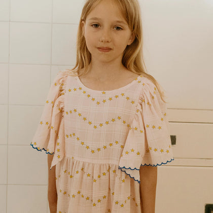 Tiny Cottons ZigZag Dress ~ Pastel Pink