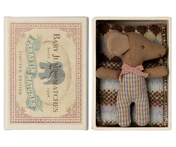 Maileg Sleepy/Wakey Baby Mouse in Matchbox ~ Rose