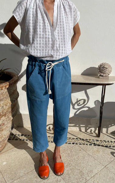 Two New York Indigo Dipped Paper Bag Pant