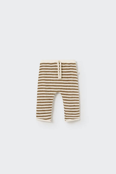 Cozmo Organic Striped Toweling Baby Pants ~ Coffee