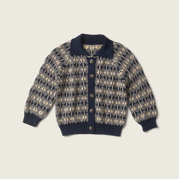 Lali Rowan Cardigan - Ivory/Blue