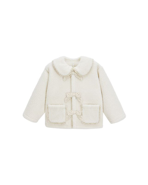 Rylee & Cru Shearling Collared Coat ~ Natural