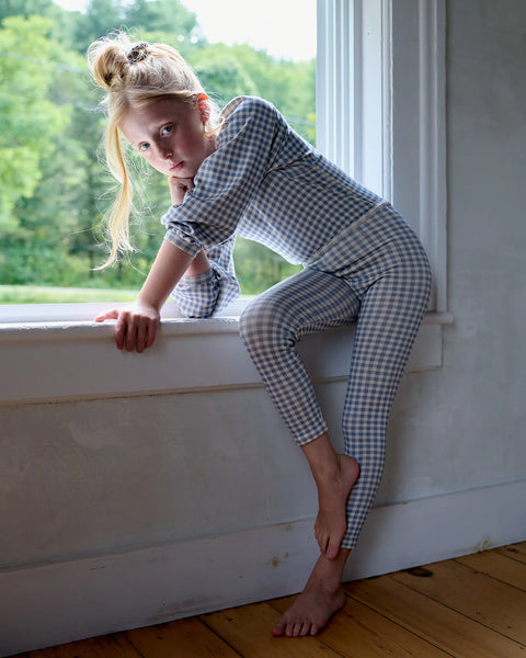Soor Ploom Stretch Legging ~ Gingham Print, Powder