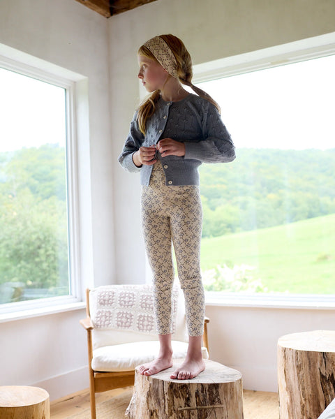 Soor Ploom Stretch Legging ~ Trellis Print, Powder