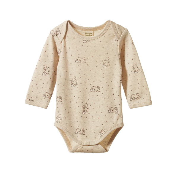 Nature Baby Cotton Long Sleeve Bodysuit ~ Bramble Burrow Print