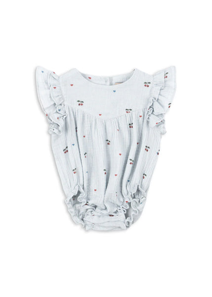 Konges Coco Romper ~ Cherry Blue Coeur