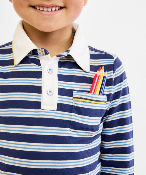 Oso & Me Parker Polo ~ NavyTwin Stripe