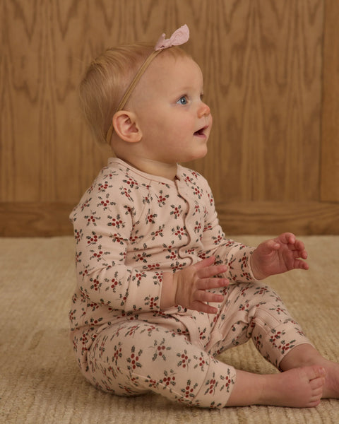 Rylee & Cru Organic Long John Pajamas ~ Holly Berry