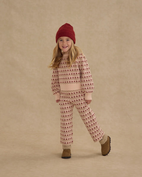 Rylee + Cru Jacquard Knit Set ~ Ruby Hearts