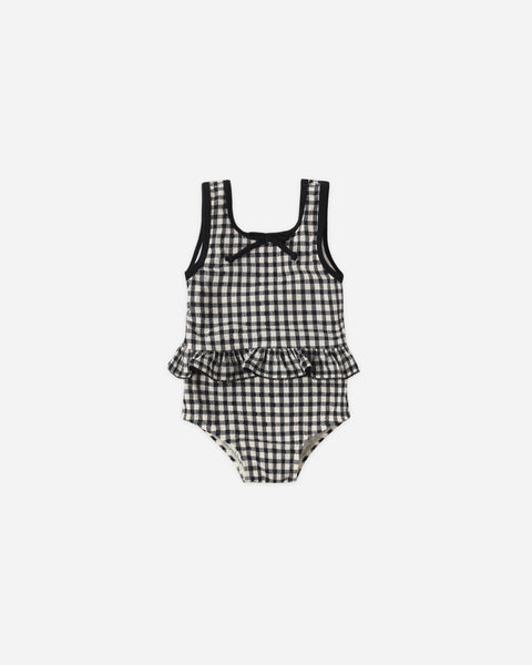 Rylee & Cru Skirted One-Piece ~ Black Gingham