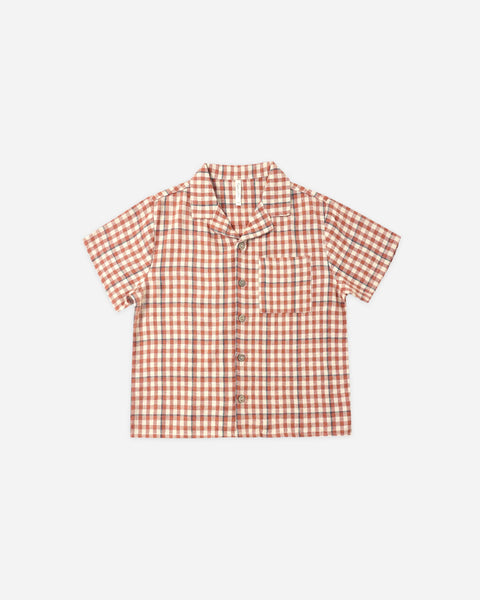 Rylee & Cru Lapel Collar Shirt Poppy Gingham