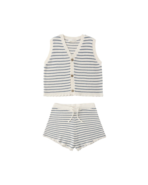 Rylee + Cru Knit Vest Set ~ Marine Stripe