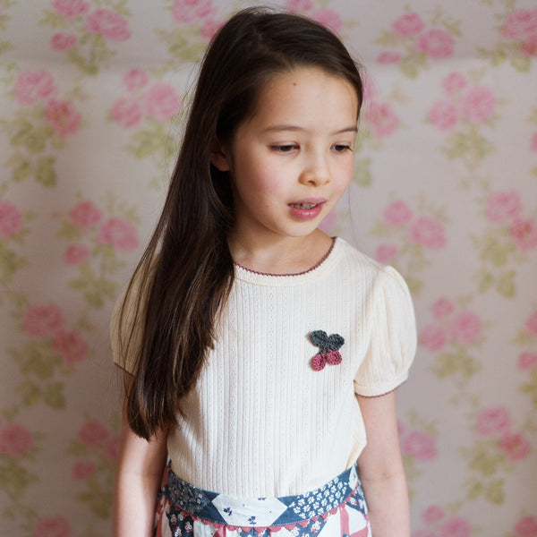 Little Cottons Pointelle T-shirt - Cherry Crochet