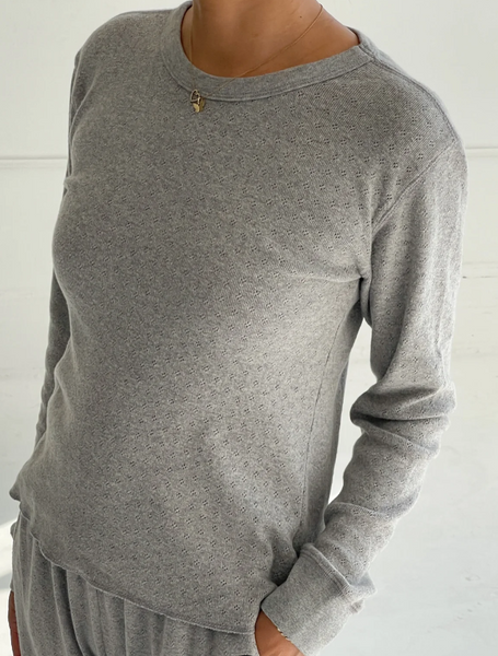 Le Bon Shoppe Pointelle Fundamental Tee - Melange Grey