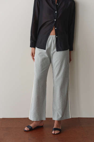 DONNI The Cotton Gingham Stripe Crop Pant ~ Dill
