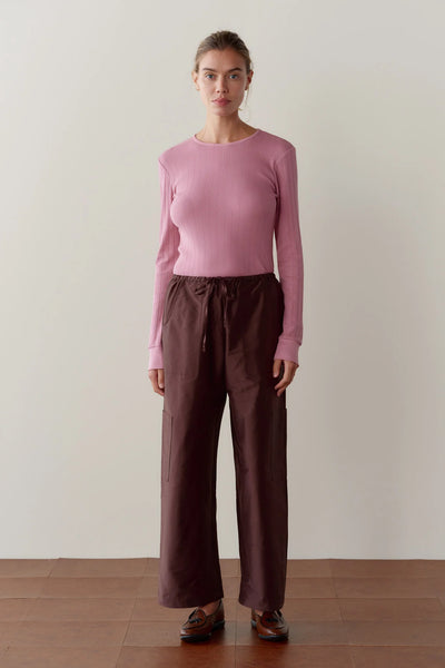 DONNI The Silk Taffeta Cargo Pant ~ Espresso
