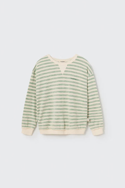 Cozmo Organic Stripes Sweatshirt ~ Grass Green