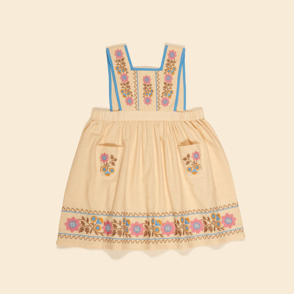 Apolina Ursina Emb Pinafore ~ Cashew