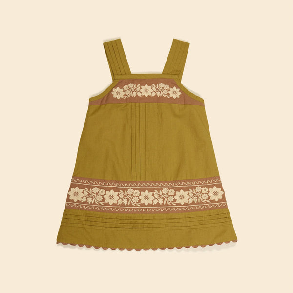 Apolina Vittoria Apron Shift Dress ~ Dried Moss