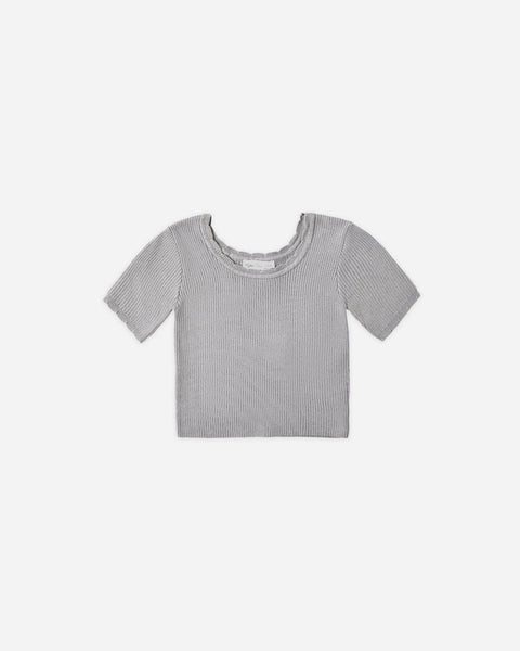 Rylee + Cru Scallop Tee Dusty Blue